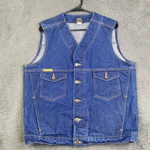 Prison Blues Denim Vest Mens Large Blue Workwear Button Front Made in USA Cotton